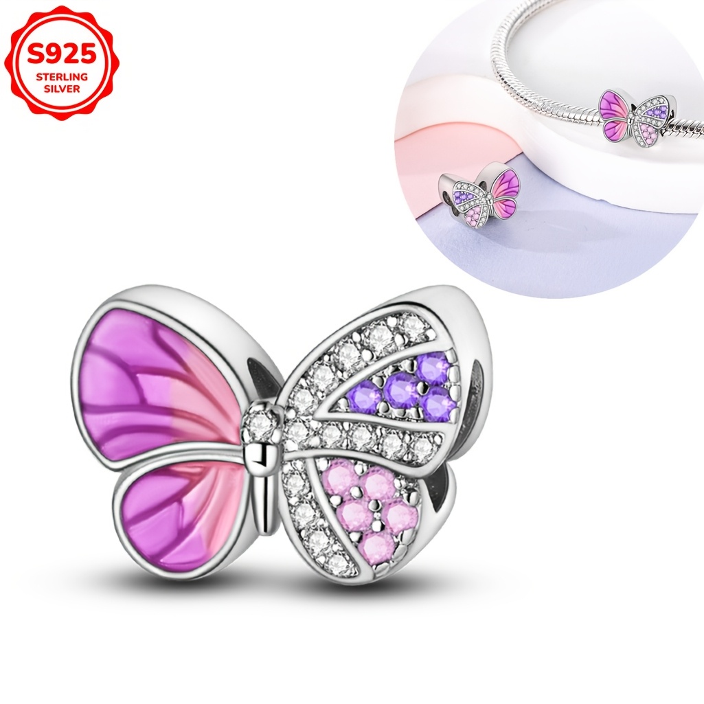 

1pc Elegant 925 Sterling Silver Charm Bead, 3g, Synthetic Zirconia, Birthstone, Shape, For 3mm Bracelets, Fashion Jewelry Gift Making, Daily & Gift , All