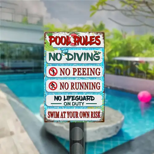 Inground Pool Sign Riders Custom Metal Signs Outdoor Pool Rules Metal Sign Vintage Swim At Your ...