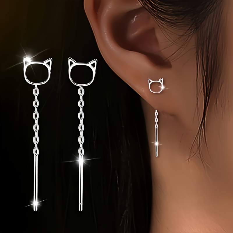 TEMU 1 Pair Women's Hollow Cat Earrings, Cute And Beautiful, Small And Easy, Suitable For Daily Wear, Weddings, Parties, Gifts, And Vacations