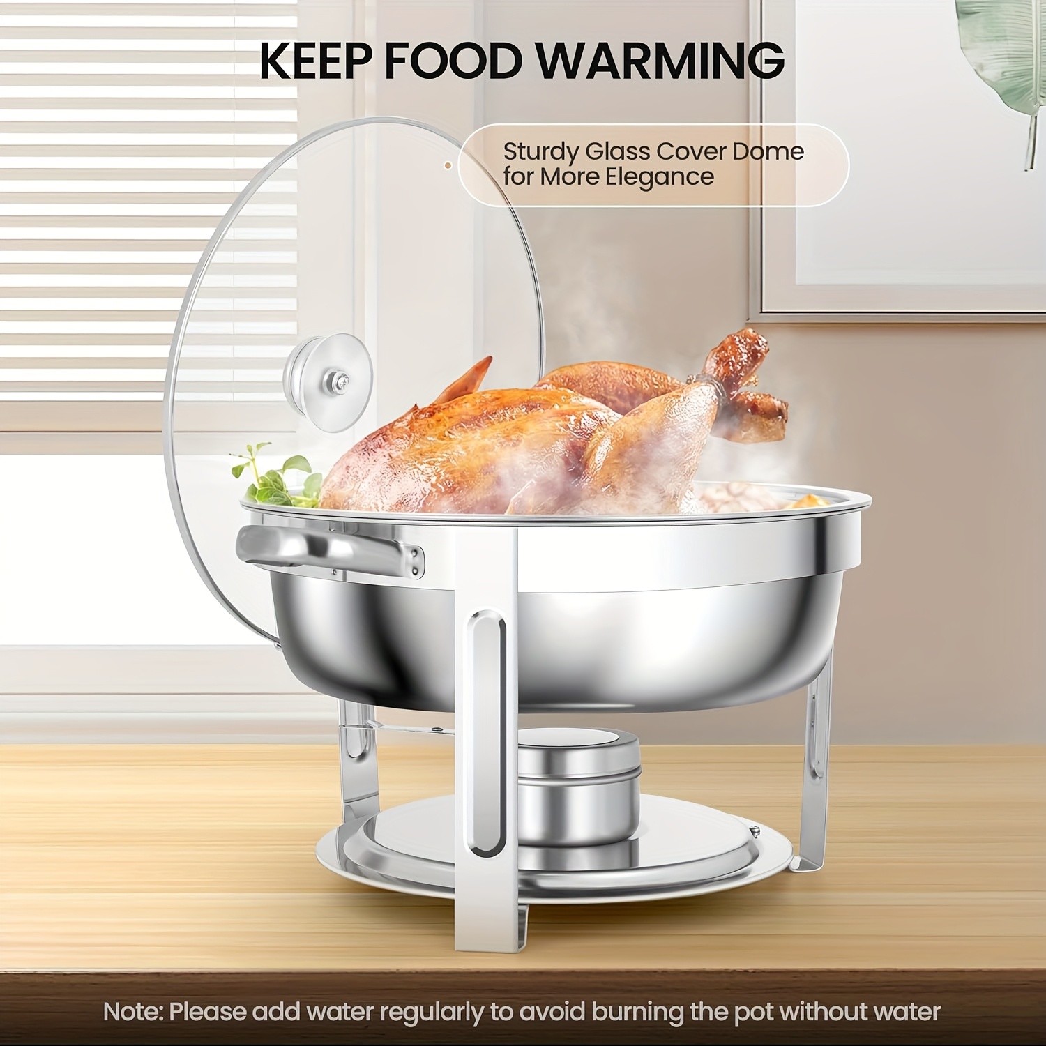 Image of 5.5qt Chafing Dishes For Buffet 1 Pack, Chafing Dish Buffet With Lid, Stainless Steel Buffet Servers And Warmers For Party Gathering, For Cooking