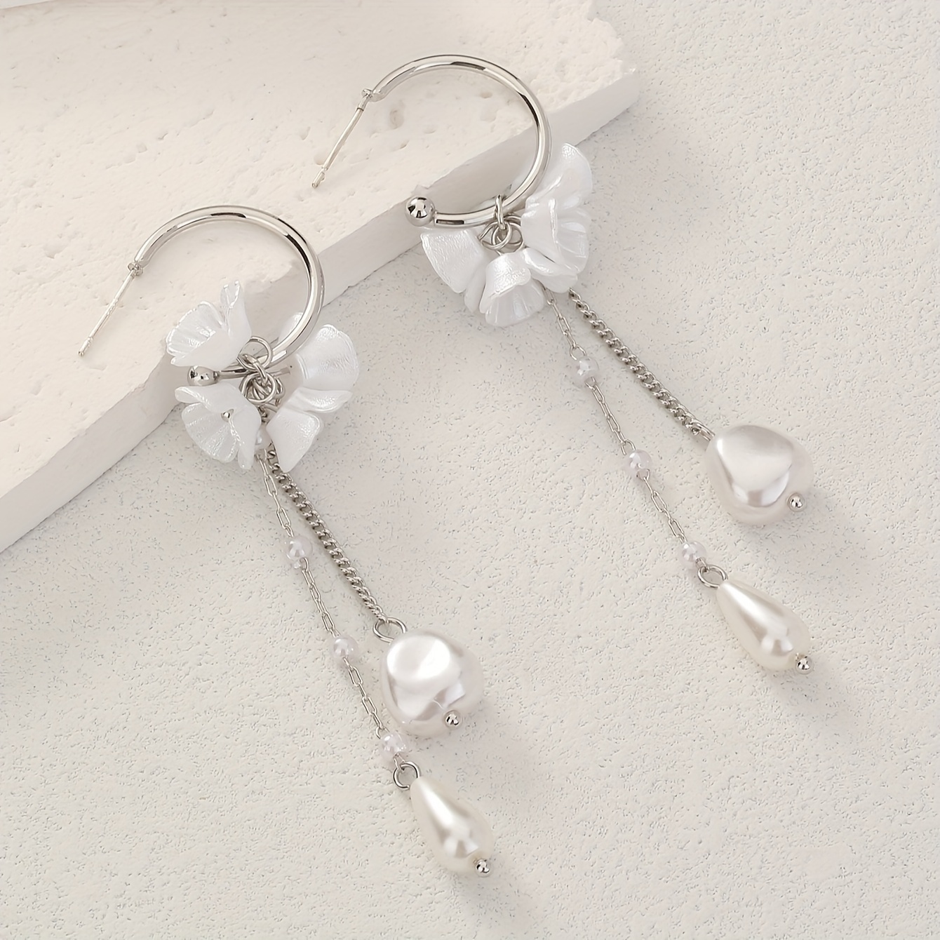 Baroque Pearl Women's Earrings With Floral Tassels, Long And Fresh Artistic Hooks