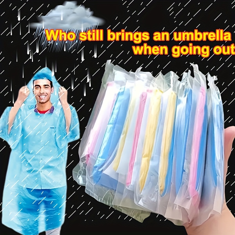 rain ponchos   of 10 disposable emergency raincoat for adults camping hiking outdoors