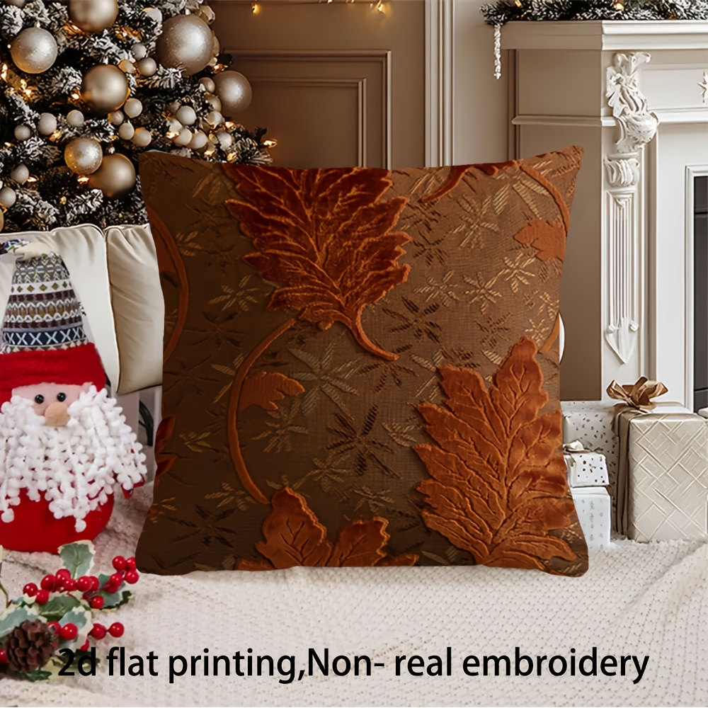 TEMU 1pc Vintage Style Velvet Pillow Cover With - Suitable For Multiple Room Types - Machine Washable - Zipper Closure - Made Of Polyester Fabric