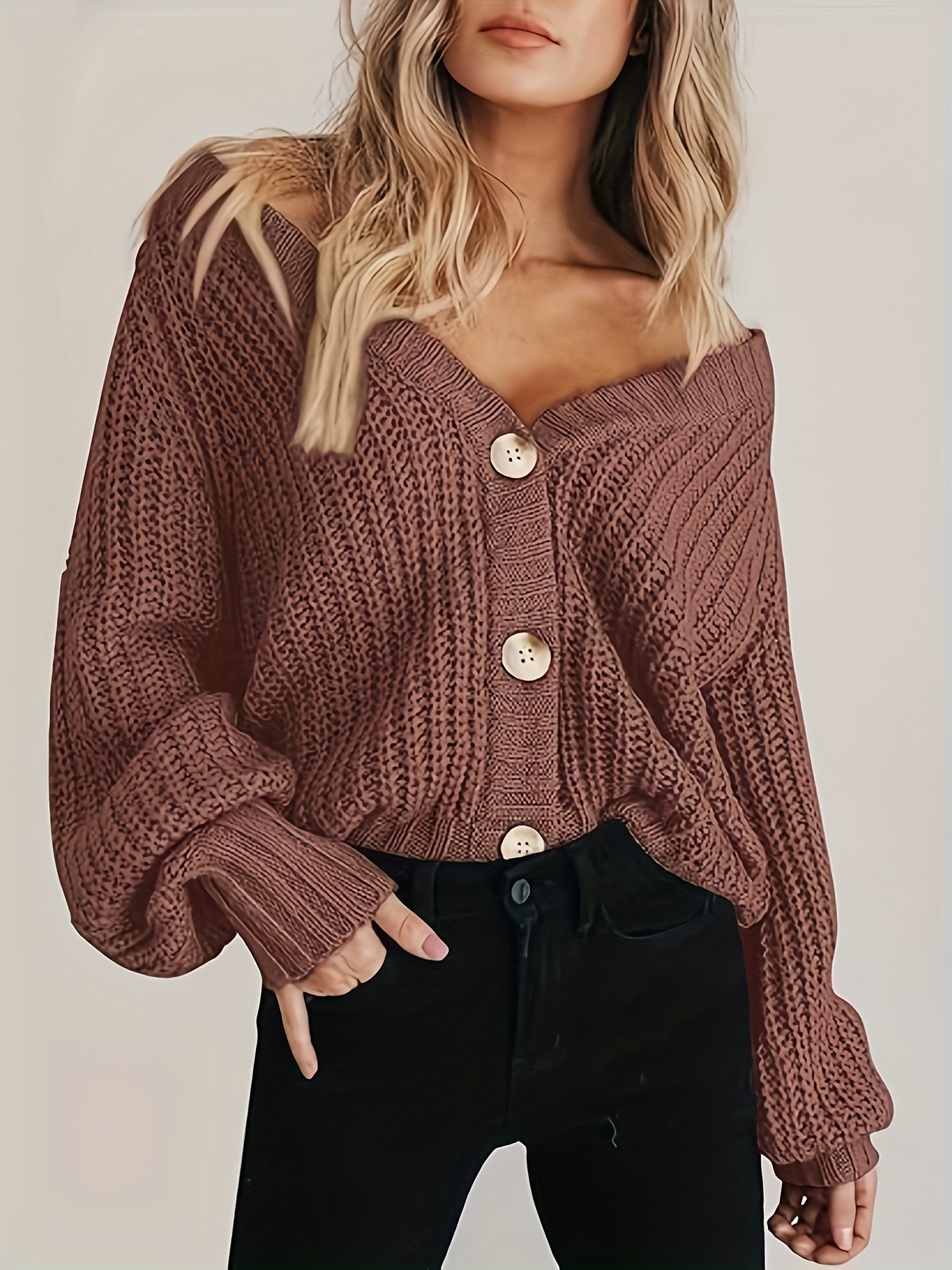 button front sweater sold on Temu United States