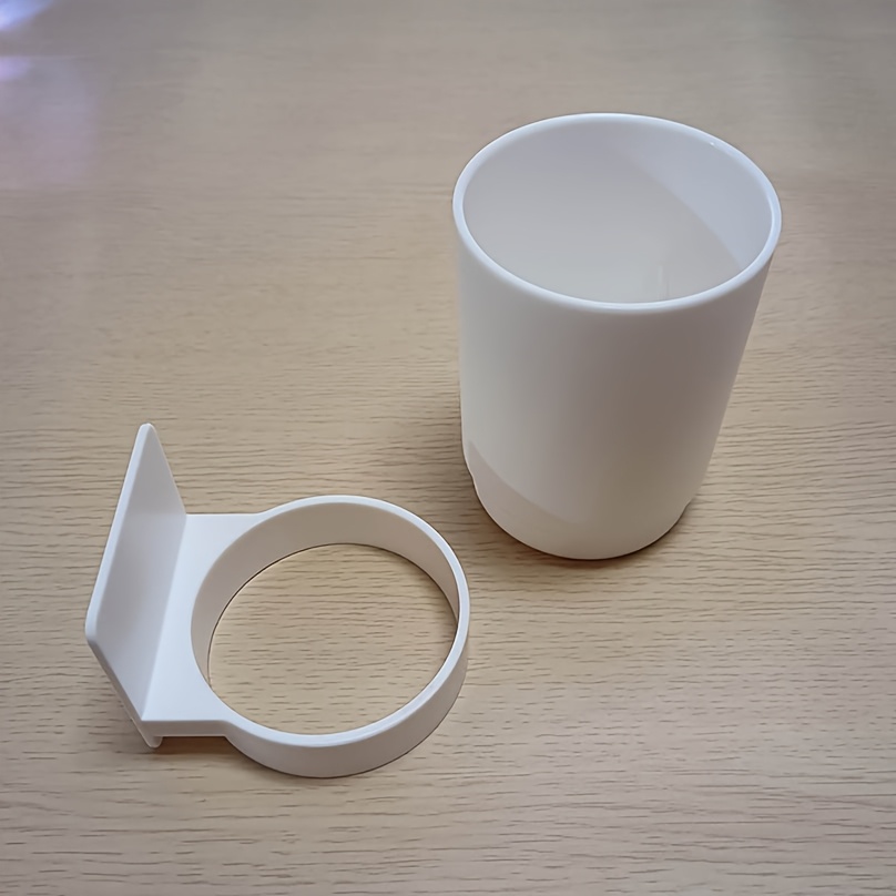 1pc 4.09inx2.95in Wall-mounted Plastic Toothbrush Holder, Non-drilling Cup Holder Toothbrush And Cup Storage Rack, For Toothbrush Storage