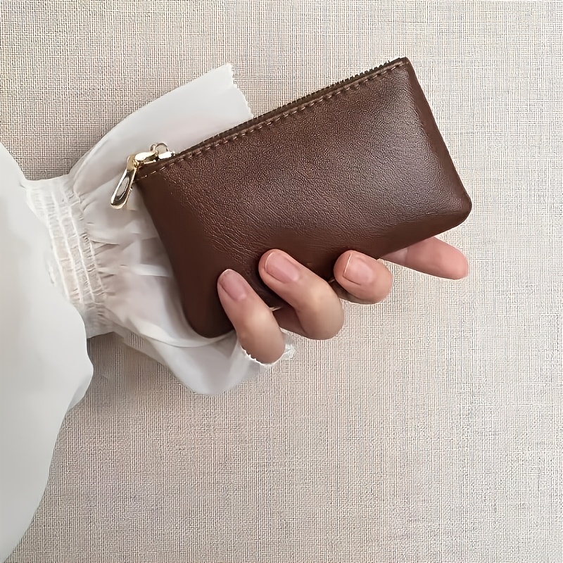 Compact Zipper Coin Purse Vintage Oil Wax Key Wallet Holder Thin Key Bag Lipstick Bag Car Keychain