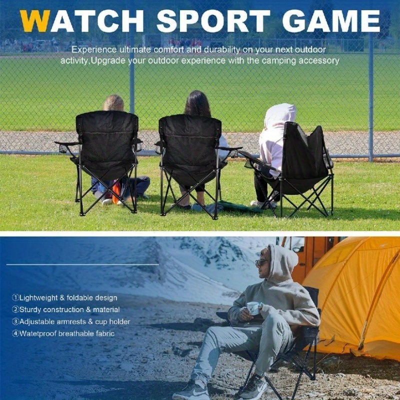Lot de 4 chaises de plage pliables légères avec sac de transport et porte-gobelet - Cadre durable, idéales pour les loisirs en plein air et la pêche, siège portable, design compact, rangement facile, tissu de haute qualité, chaises pliables, parfaites pour les amateurs de pique-nique