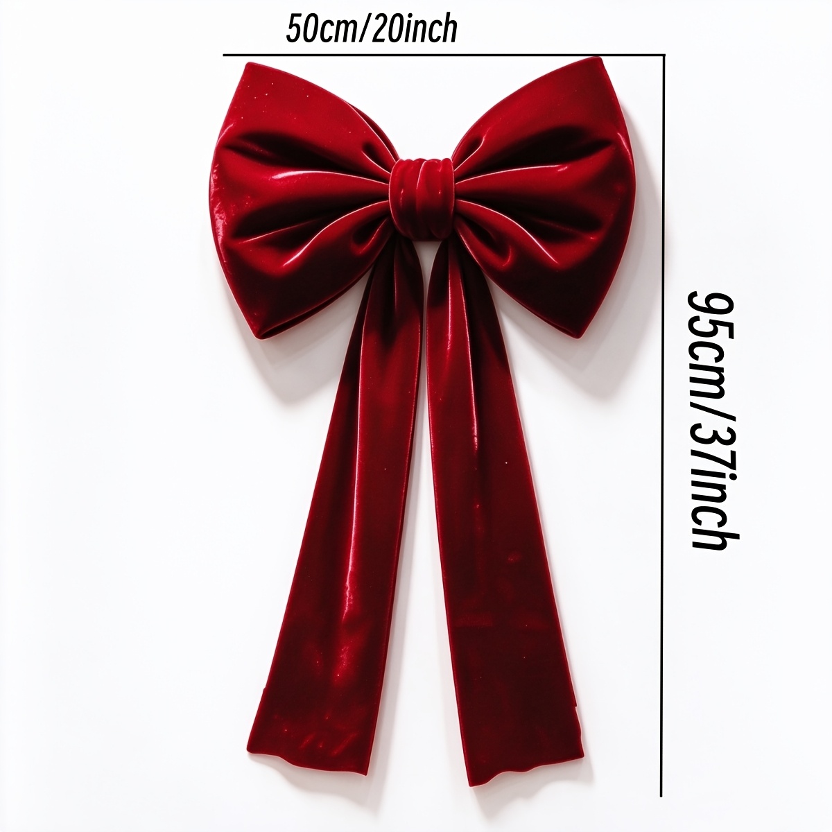 TEMU Christmas Bow Decor Wine Red Bow, 20 X 36 Inchesoversized Decorative Bow With Long Streamers For Christmas Tree Topper Room Wall Backdrop Xmas