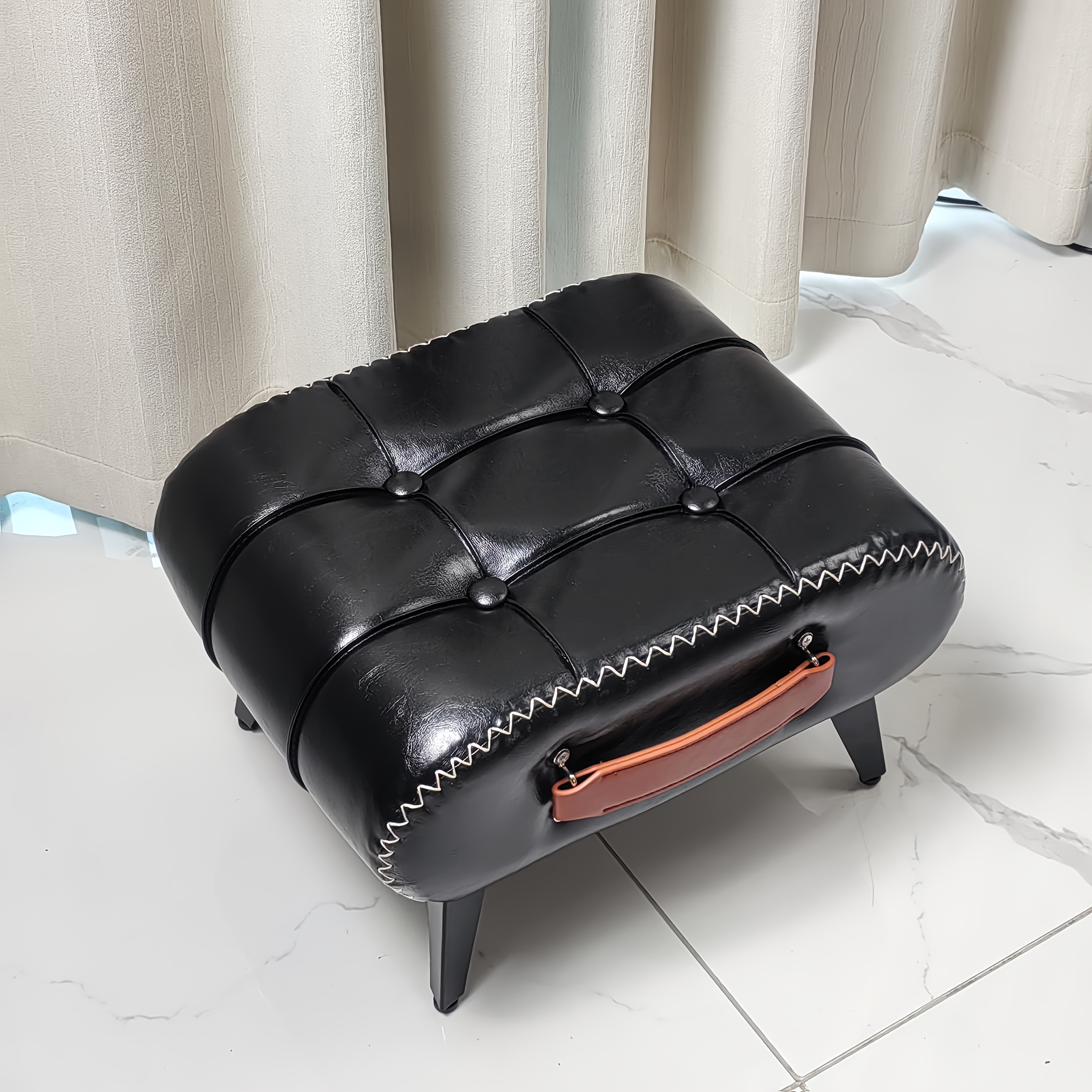 living room entryway shoe cabinet foyer stool synthetic leather sofa stool shoe changing stool Product details 5