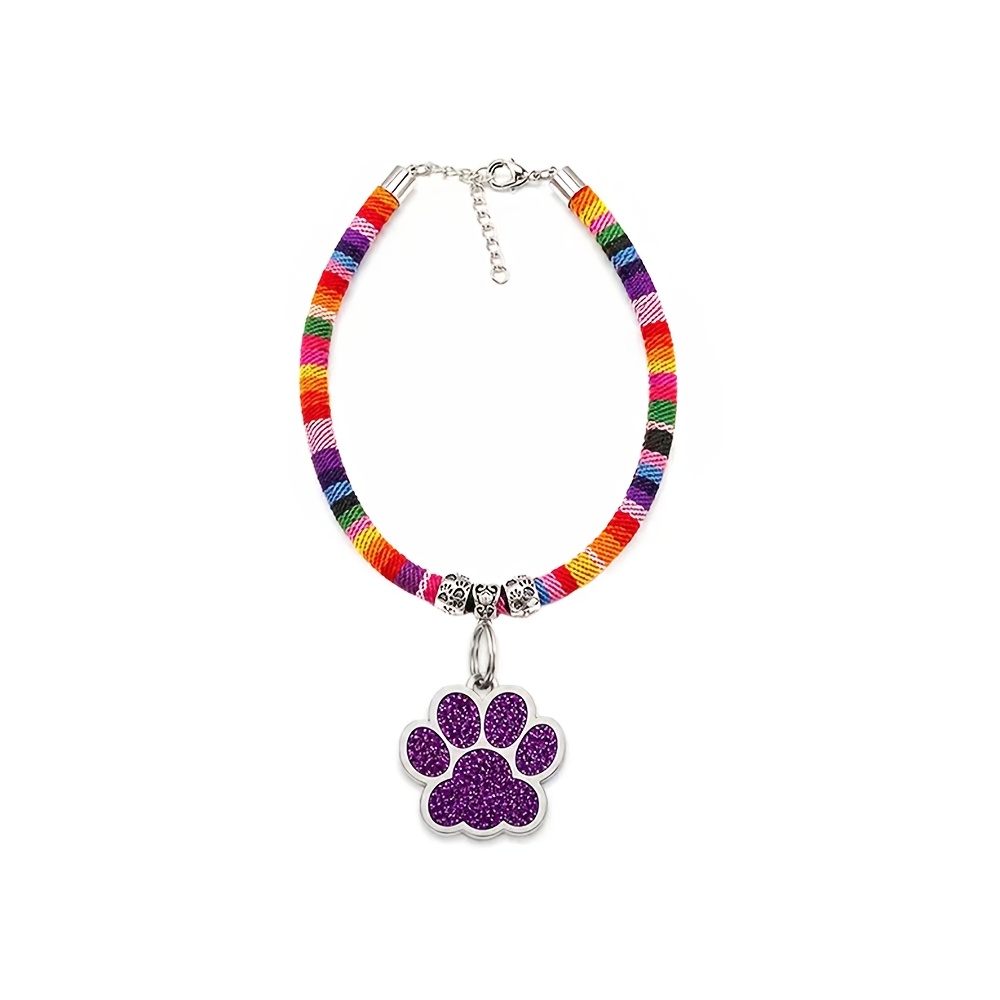 Personalized Braided Rope Pet Collar with Custom Name Tag