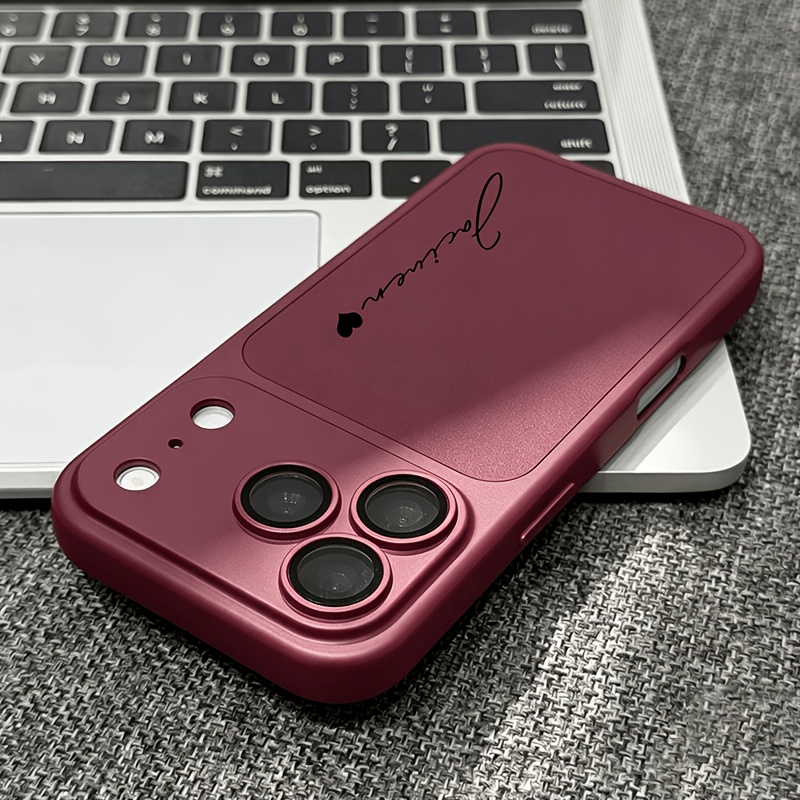 TEMU Phone Case - Personalized Diy Custom Name Laser Engraving Letters Phone Case For Iphone 18 17 16 15 14 13 Pro Max Luxury Soft Faux Leather