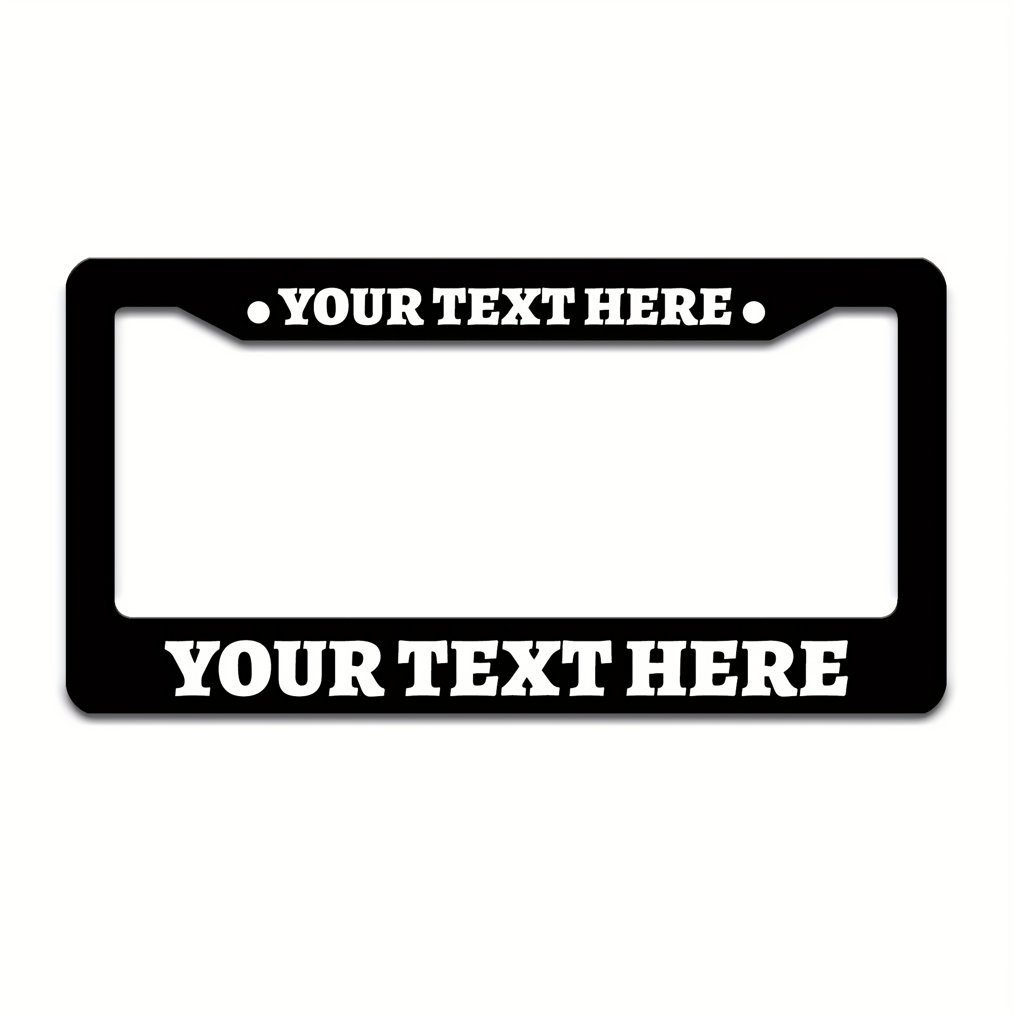 TEMU Custom Premium Frame - Choose From Black, White, Red, Blue | Alegreya Black Font | Stainless Steel, Waterproof & Rust-proof | 12x6" Car Tag
