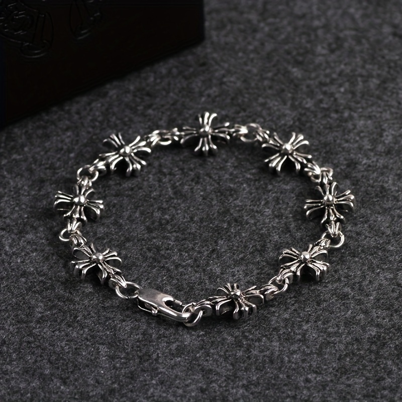 hot selling   hip hop trendy style in europe and america retro and vintage   heart cross mens bracelet