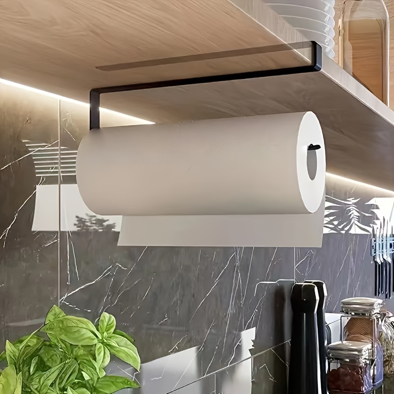 

Space-saving Wall-mounted Paper Towel Holder - Modern Decorative Kitchen & Bathroom Organizer, No-drill Installation, Ideal For Rolls & Wraps, Absorbent, Shelf, Cabinet