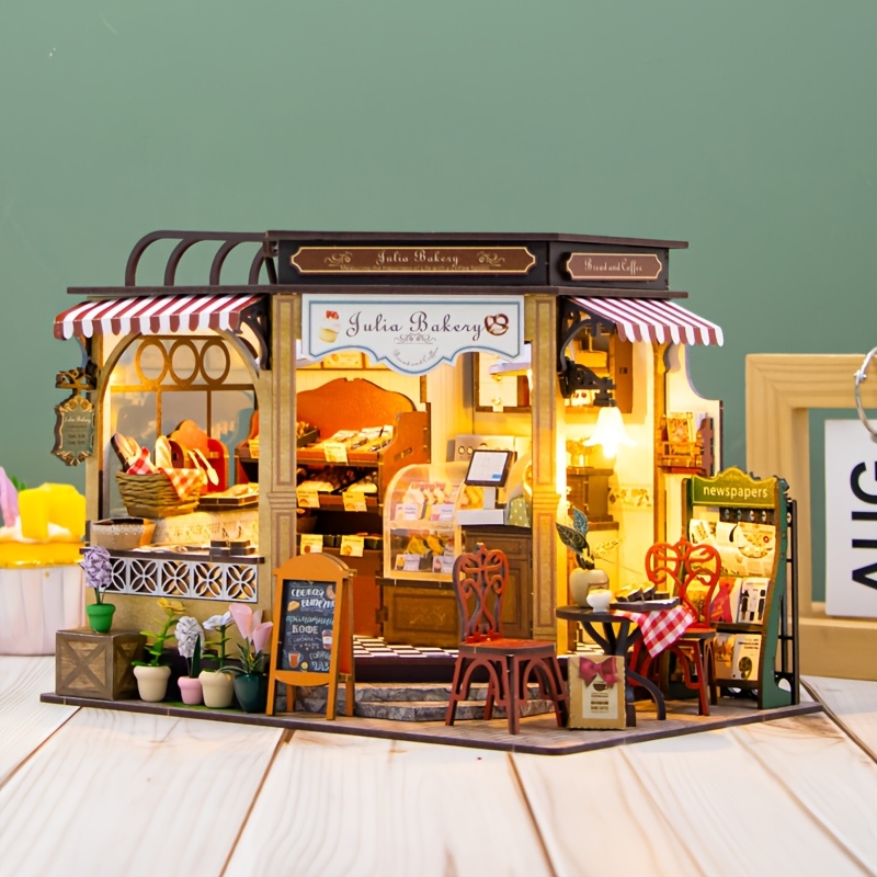 

Handcrafted 3d Wooden Puzzle - Realistic Bakery Scene Diy Kit, Gift, Miniature Bakery Scene, , Holiday Gift