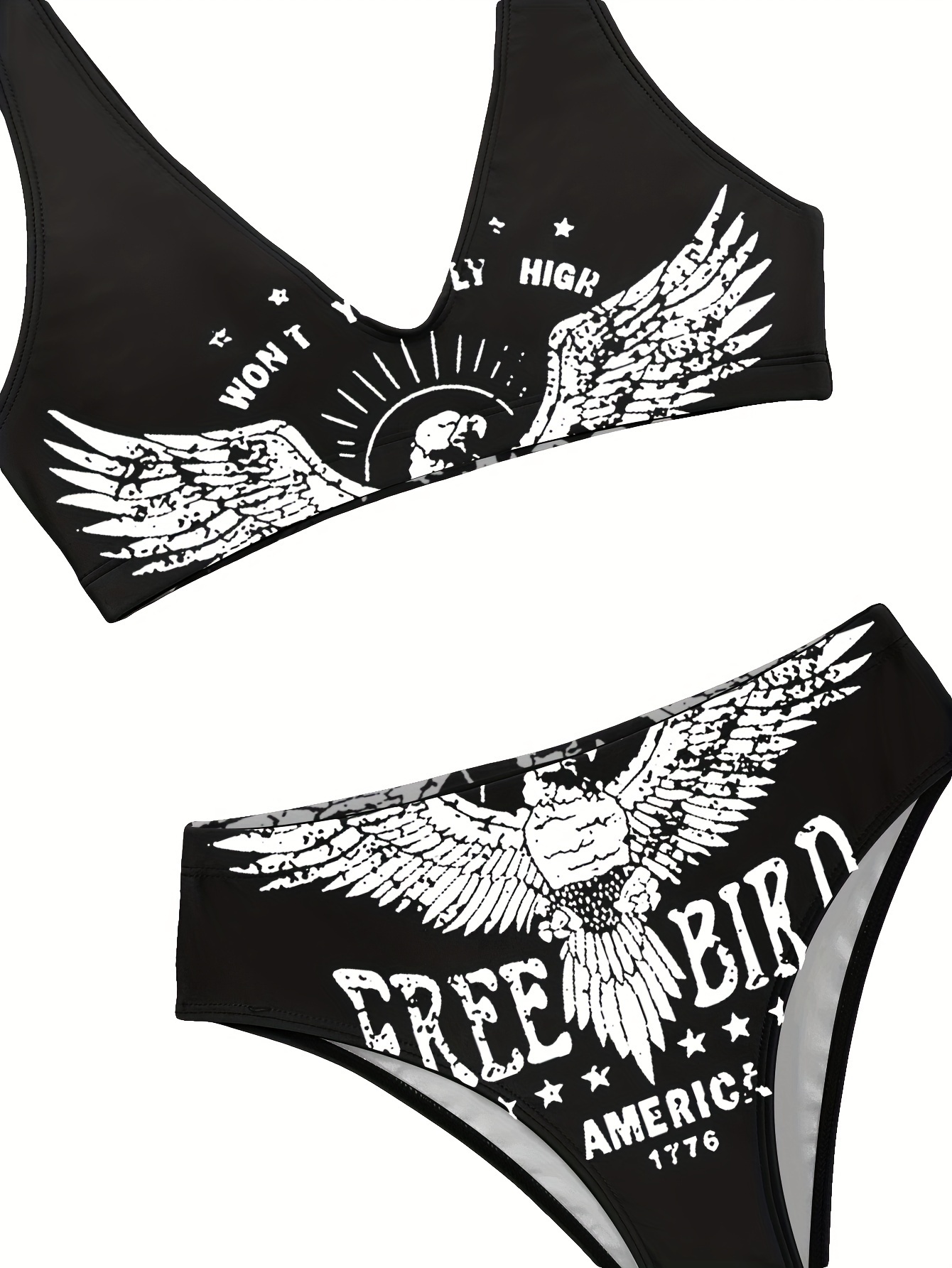 Factory Supply Fashionable Split Swimwear Women's Letter Print Two-Piece Bikini Beach Swimsuit
