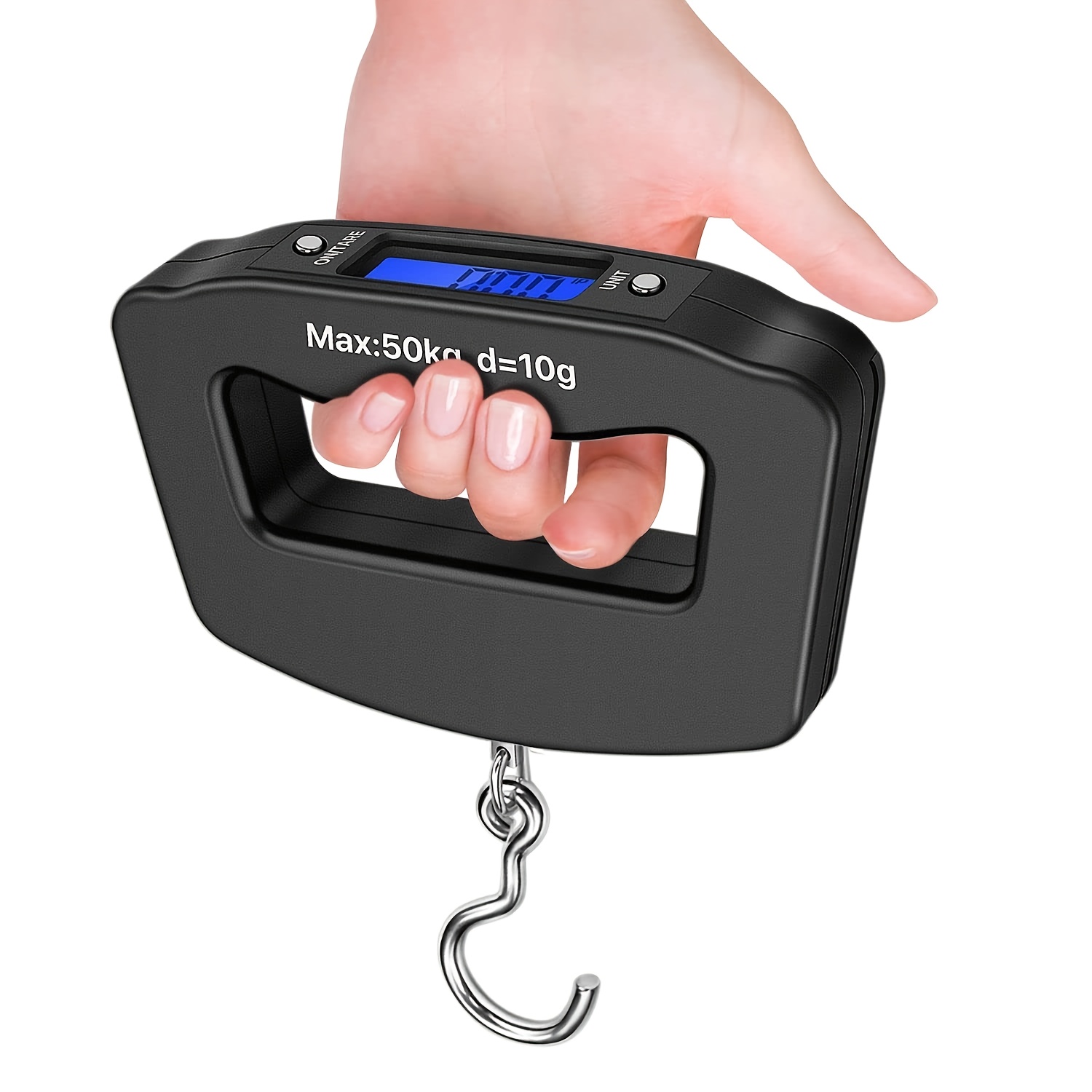 1pc digital luggage scale 110   50   portable mini electronic scale with fishing hook   function backlit lcd display screen suitable for     hunting outdoors