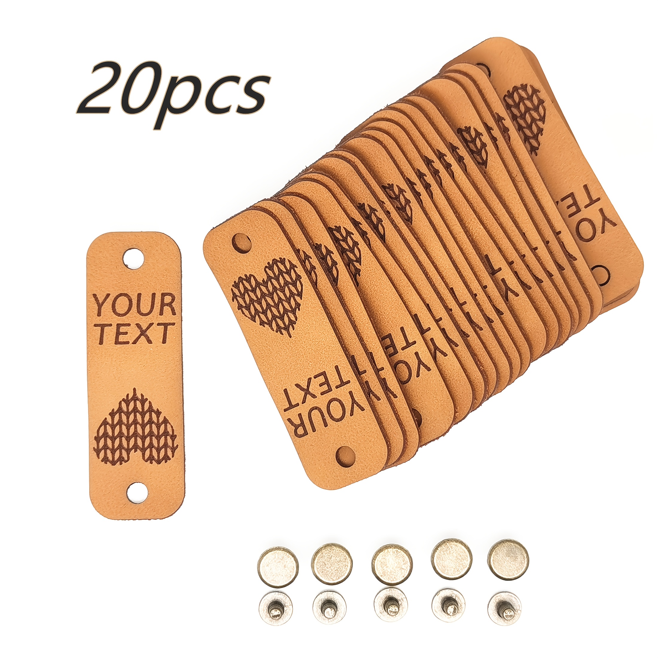 TEMU 20pcs Étiquettes Personnalisées En Cuir Synthétique, DIY Personnalisés Avec Des Clous Larges