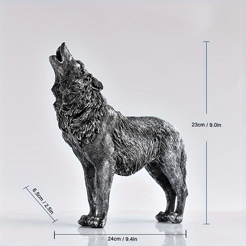 Image of 1pc Resin Aged Wolf Image Statue Ornament, Home Animal Art Decoration, Light Luxury Resin Crafts Sculpture, Living Room Entryway Desk Tv Cabinet Decoration, Gift For , Father's Day Gift, Room Decor