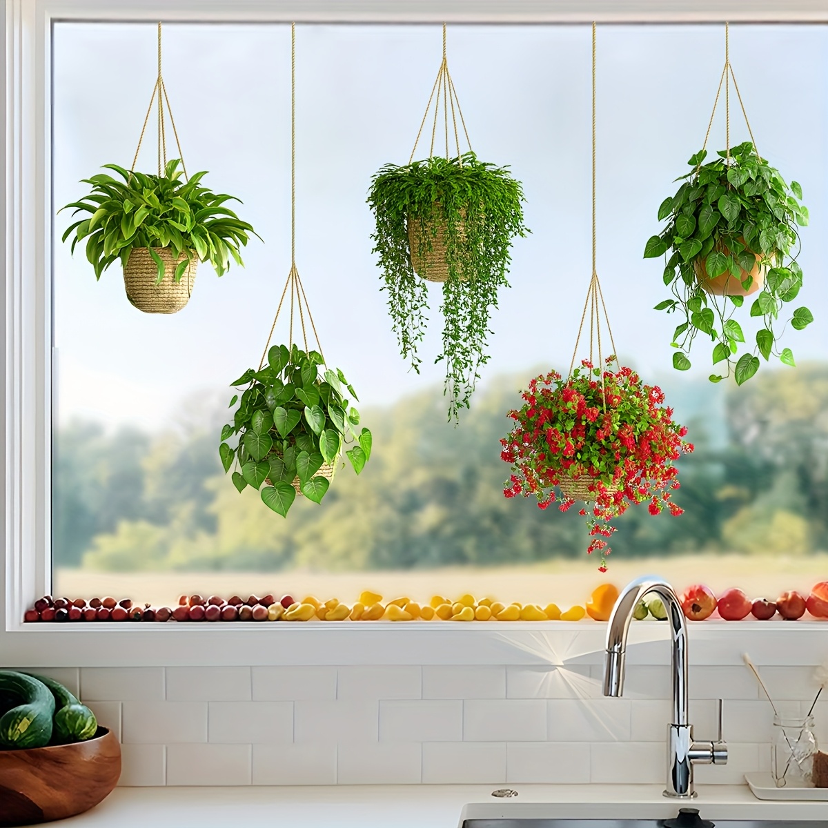 1pc Green Plant Potted Glass Sticker - Glass Door And Window Decal - Home Window Sticker