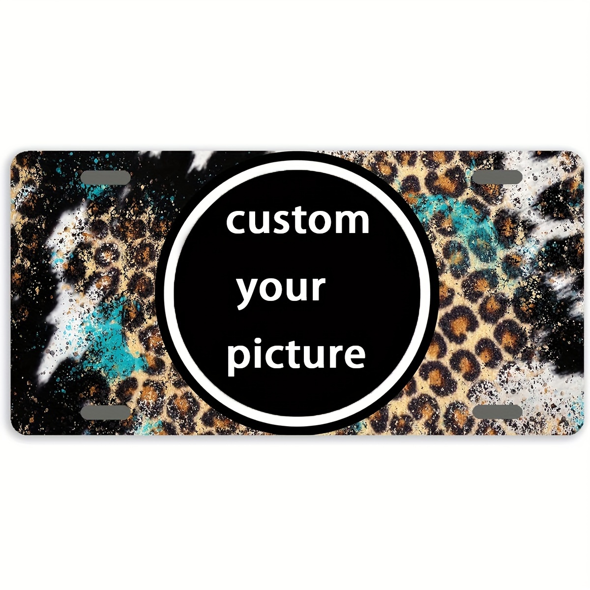 

(customized) Leopard Print License Plate, Personalized Monogram Front License Plate Cover Customized Aluminum License Plate Vanity Tag Decorative Signs Blessed 6x12 Inch