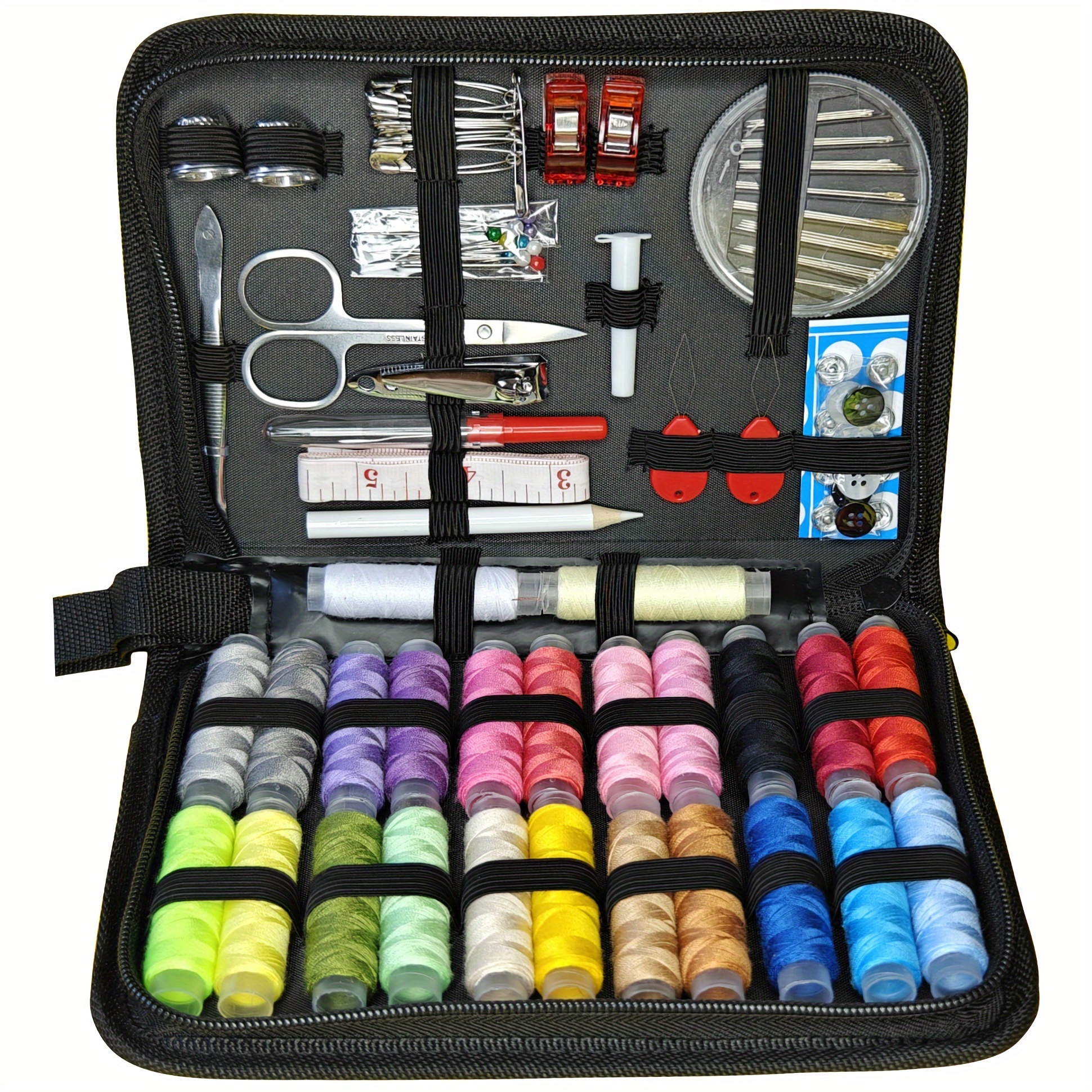 

Kit de couture portable Bobode 43/115 pièces - Ensemble de réparation d' de voyage avec fils 24 couleurs, aiguilles, ciseaux, mètre ruban et plus d'accessoires