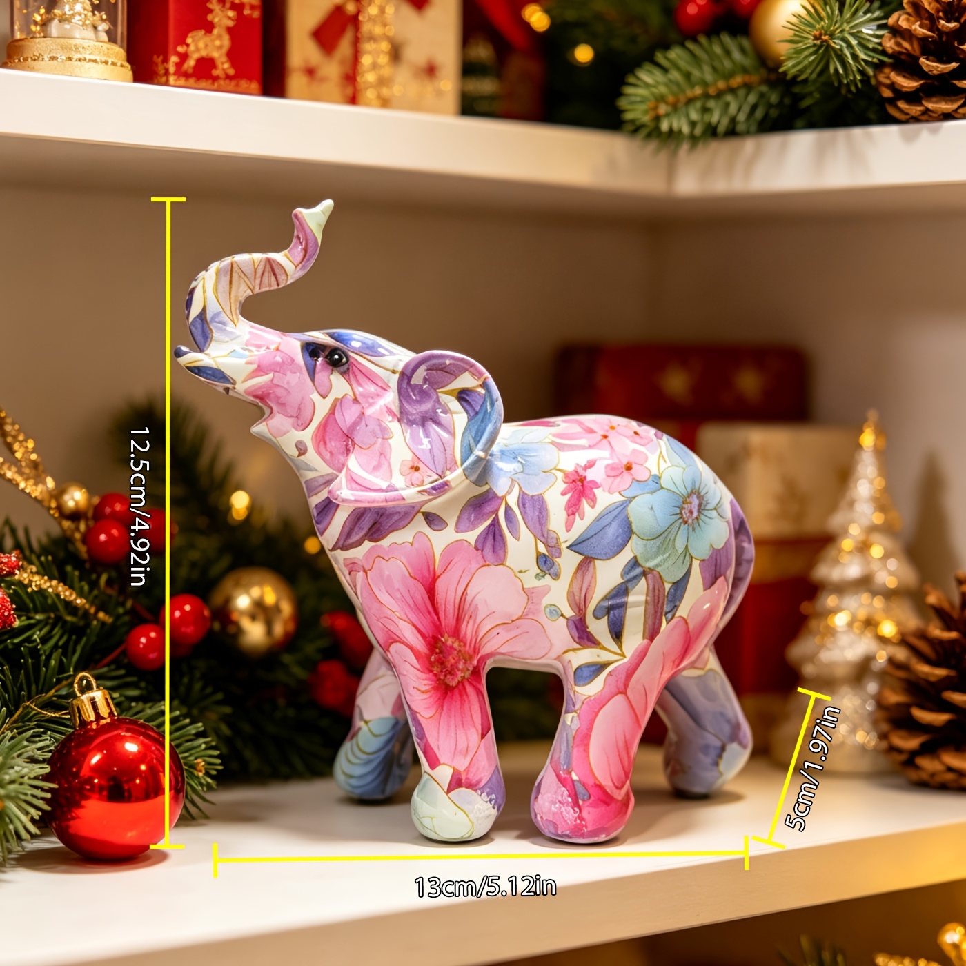 TEMU 1 stuk handgeschilderd olifantenbeeld - olifantenornament geschikt voor tafel- en plankdecoratie, halaccent, luxe cadeau voor woonkamer, bureau,