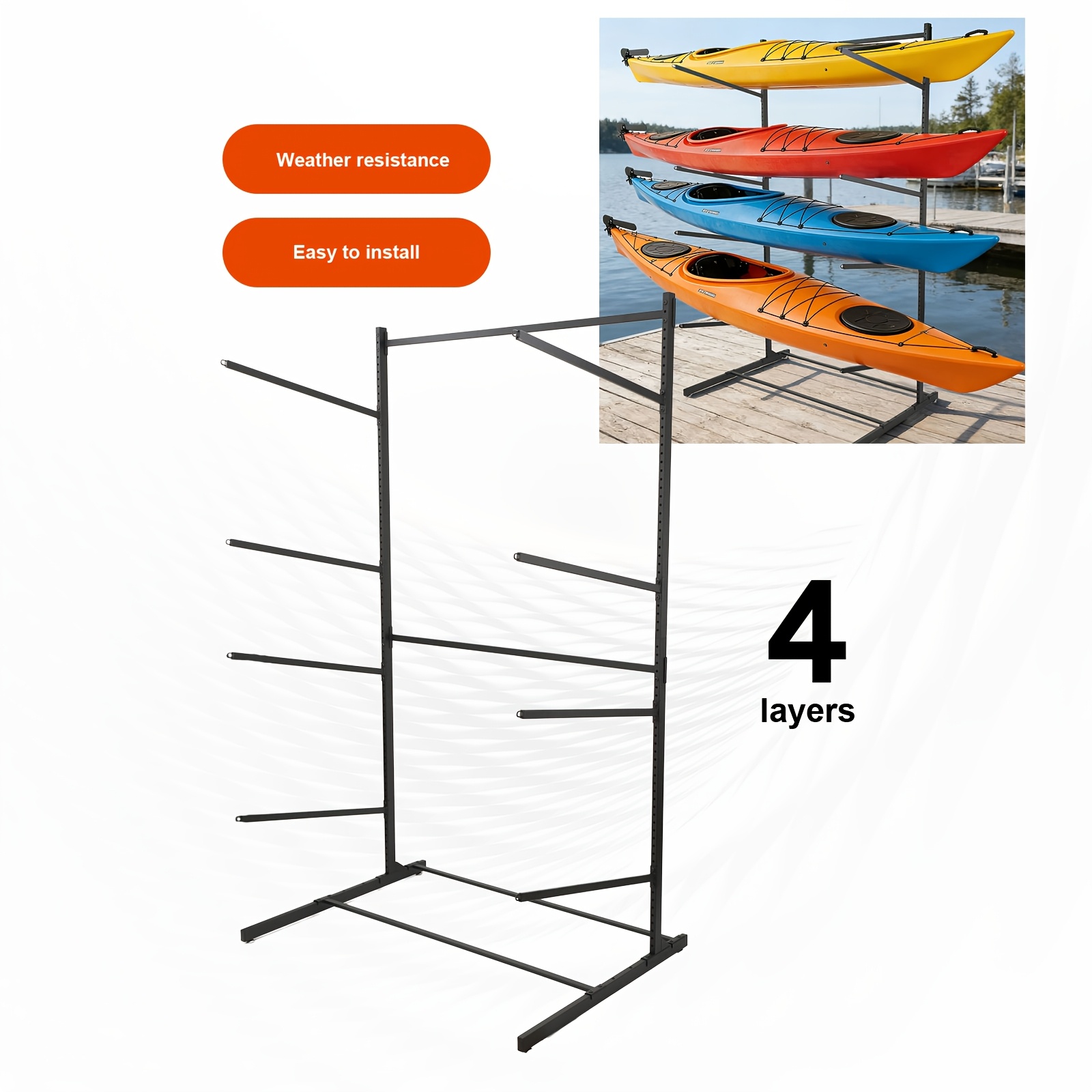 Image of Kayak Storage Rack, Heavy Duty Kayak Racks For And Outdoor Storage, Storage Rack For Kayak, Canoe, Surfboard & Paddleboard