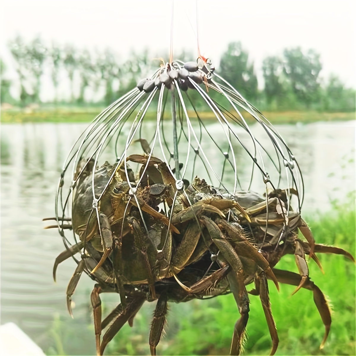 1pc, Portable Foldable Fishing Net For Crab, Small Fish, And Crayfish  Lightweight Fishing Trap Tackle With 25*48cm/9.84*18.9inch Size