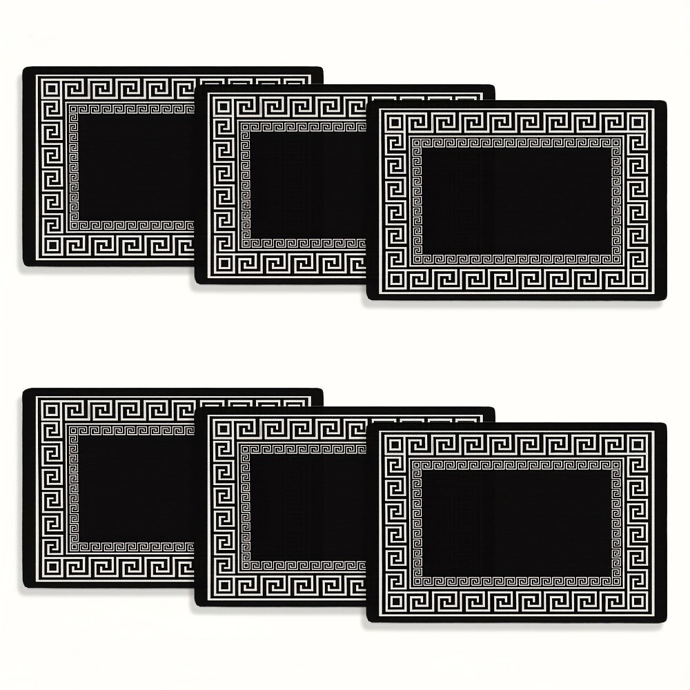 TEMU Juego de 2/4/6/8 piezas - Manteles individuales negros lisos elegantes y sencillos con diseño chino minimalista - Adecuados para banquetes