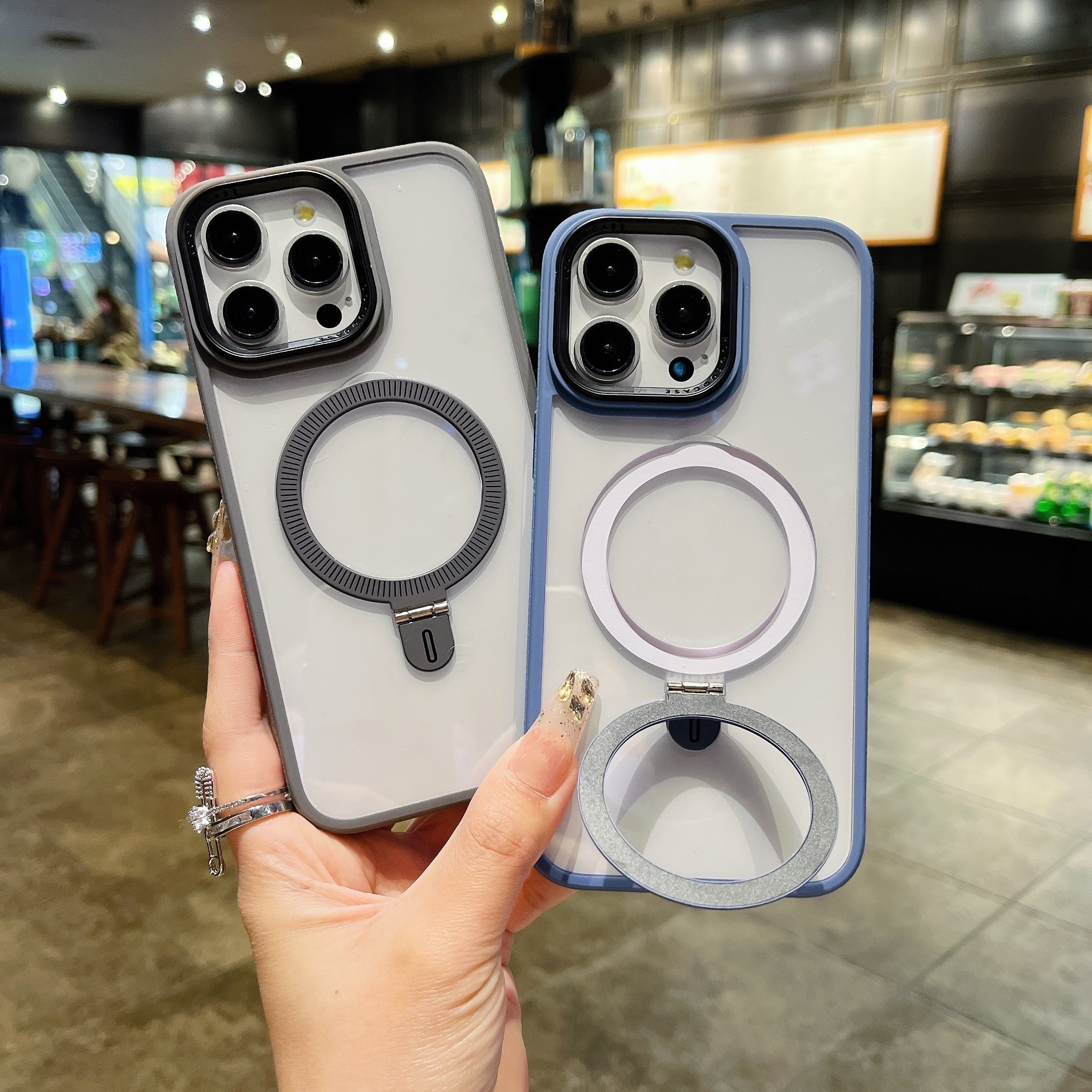 Suitable For Case For 16promax 16pro 16Plus 16 Transparent HD Shockproof Protective Magnetic Cell Phone Cover, Foldable Phone Holder On The Back_voghion.com