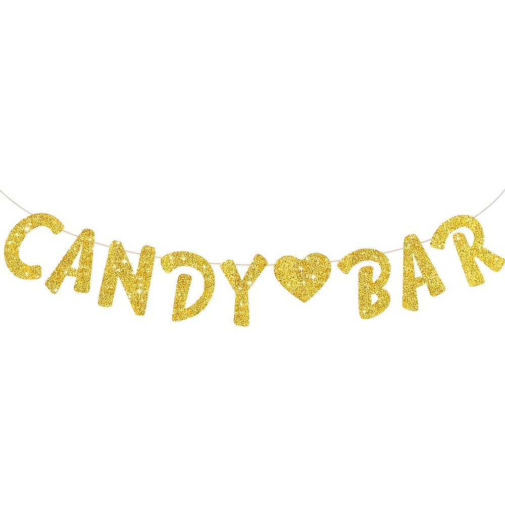 Image of Black Golden Candy Bar Giltter Banner Birthday Drinks Party Bachelorette Party Wedding Gender Party Decorations