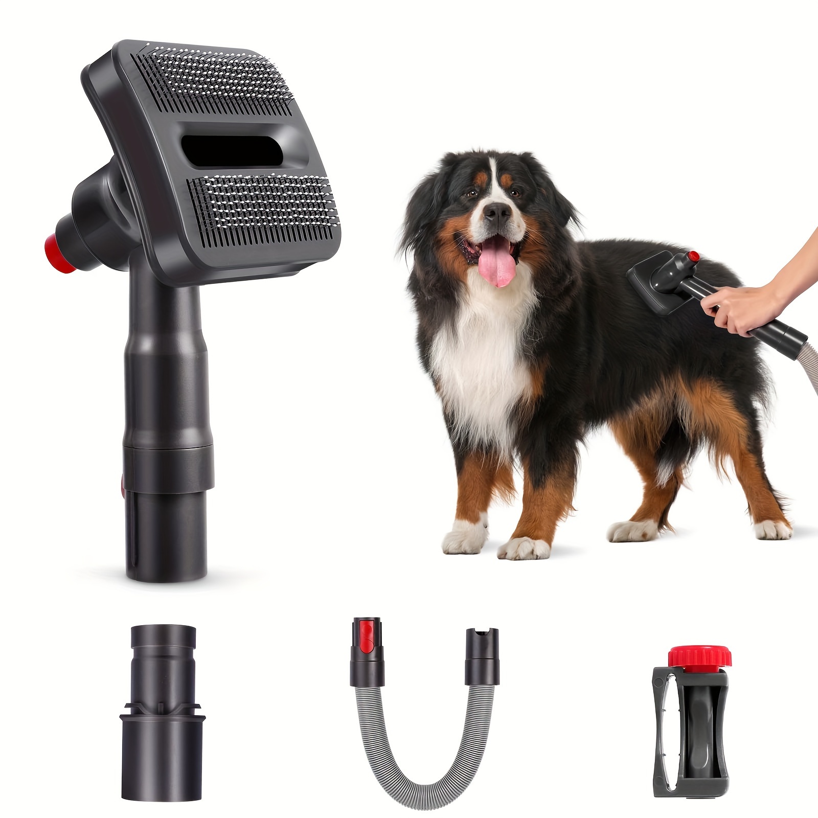 

Groom Tool Kit Compatible With Dyson Vacuums, Pet Dog Hair Brush Vacuum Attachment For V6/7/8/10/11/15, Vacuum-assisted Dog Groomer Mess-free Grooming Self-cleaning, Suitable For Medium-long Hair Dog