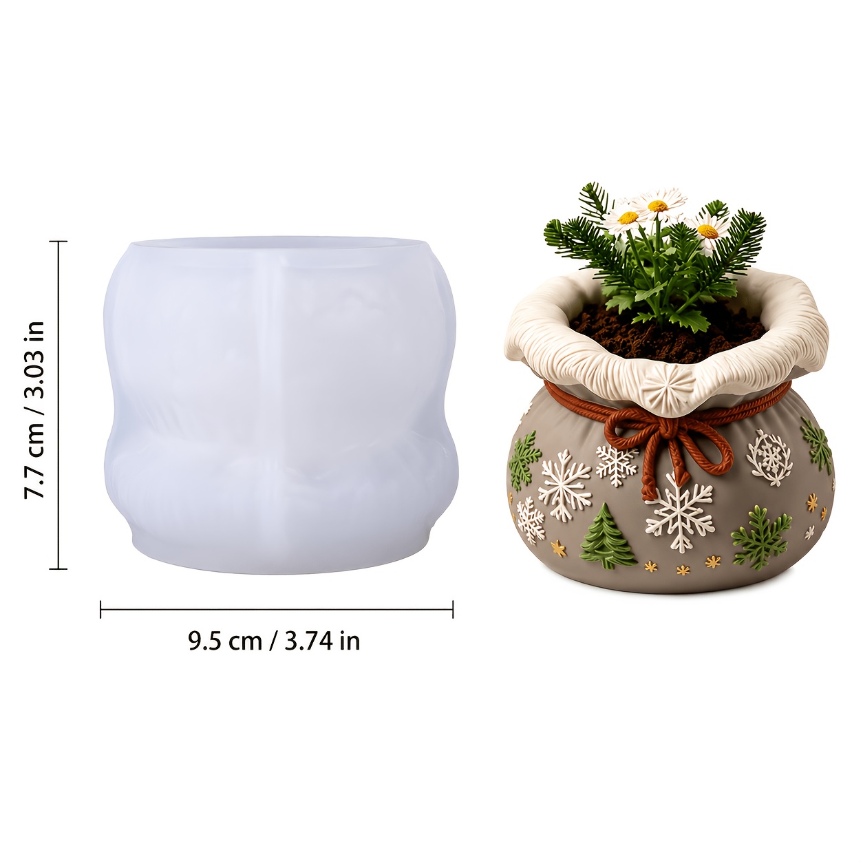 TEMU Fdudf 3d Christmas Resin Silicone Mold Suitable For Resin, Plaster & Gypsum Crafts - Snowflake Pine Tree Bow & Rope Relief Jar Mold With