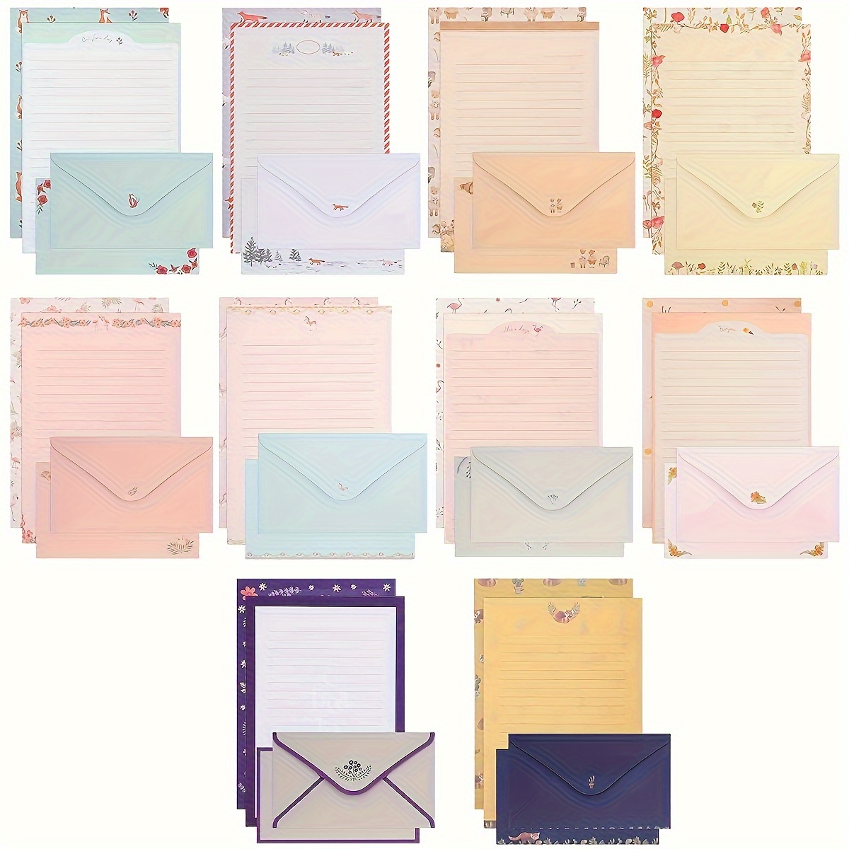 

90-piece Stationery Paper And Envelope Set (60 Sheets + 30 Envelopes) - Assorted Cute Writing Stationery Letter Set With 10 Unique Styles For Personalized Letters And Notes