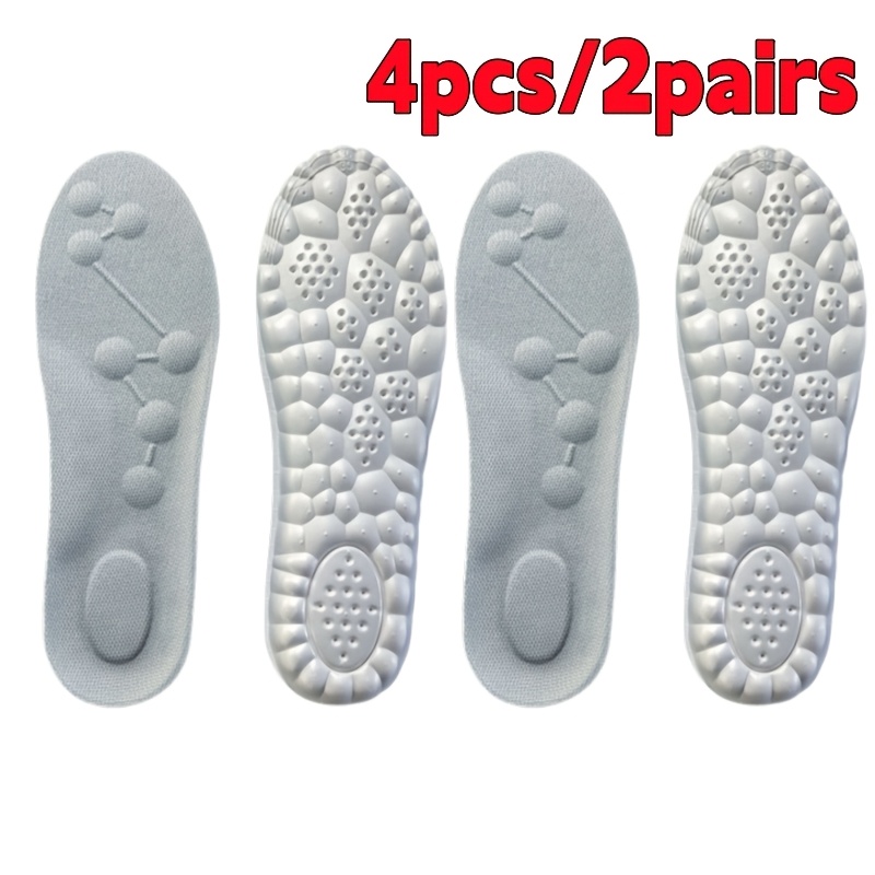 E-shop 4 Stück/2 Paar 4D Sneaker-Einlegesohlen, weiche, hochelastische Schuhpolster mit Fußgewölbestütze, atmungsaktive, geruchshemmende, stoßdämpfende