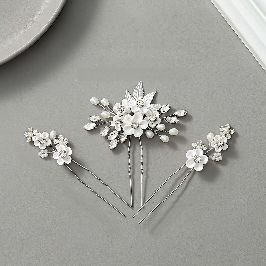 3pcs Bride Wedding Dress Hair Additions Headwear