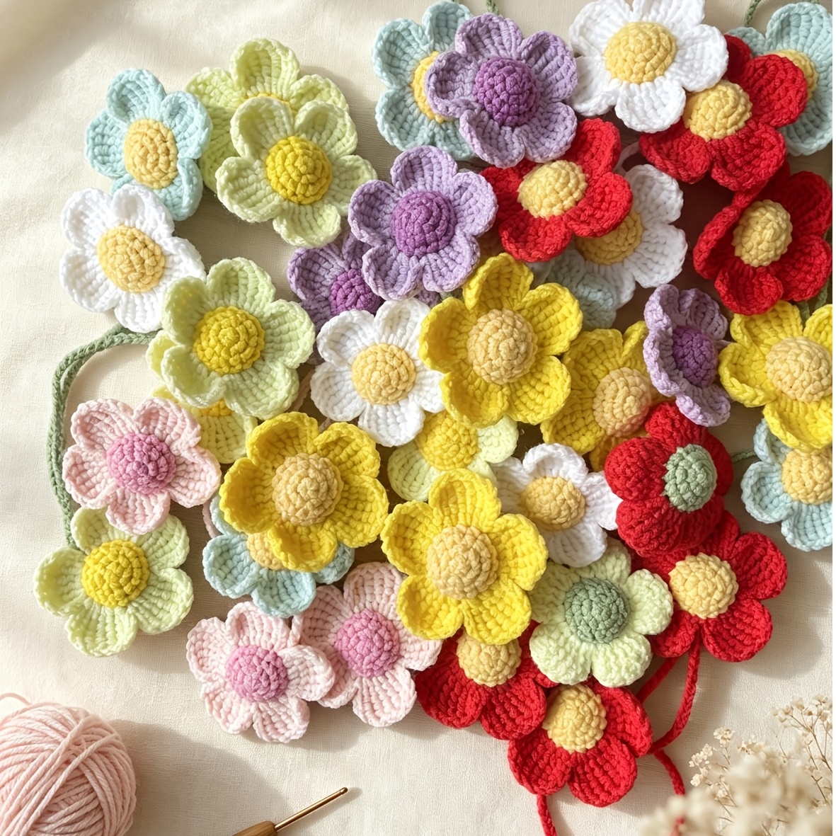 Handmade Crochet Flower Pendant for Bag Charms
