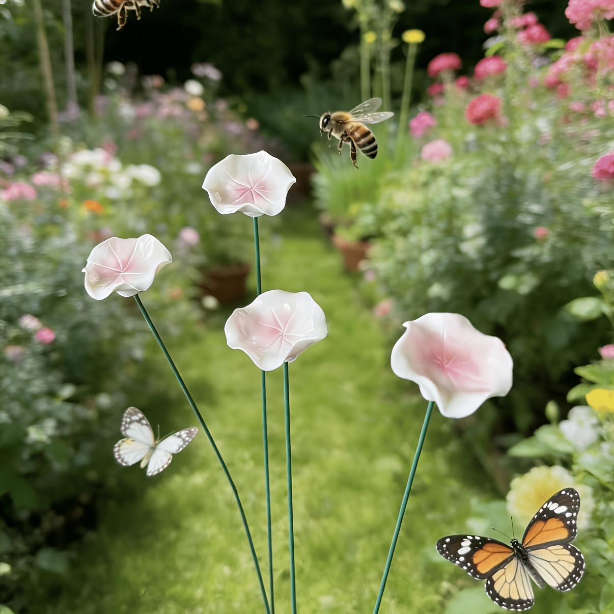 Image of 4pcs Ceramic For Bee Feeders, Handmade Feeder For Bees And Butterflies, Indoor Garden Decor, Outdoor Insect Feeder For Patio Yard, Watering Station, Gift For Dad Or Mom