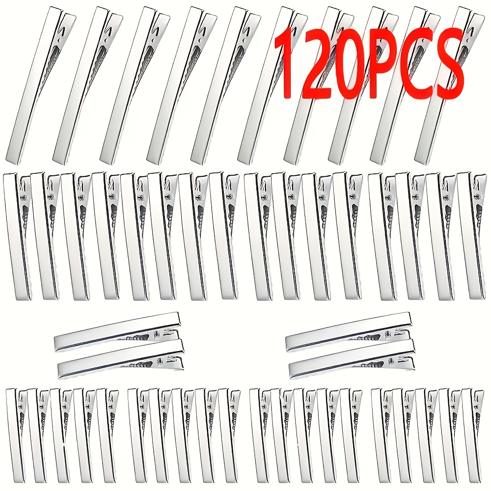 TEMU Lot de 120 pinces à cheveux élégantes en bec de canard argentées - Outils polyvalents de coiffure à soi- pour femmes, accessoires vestimentaires