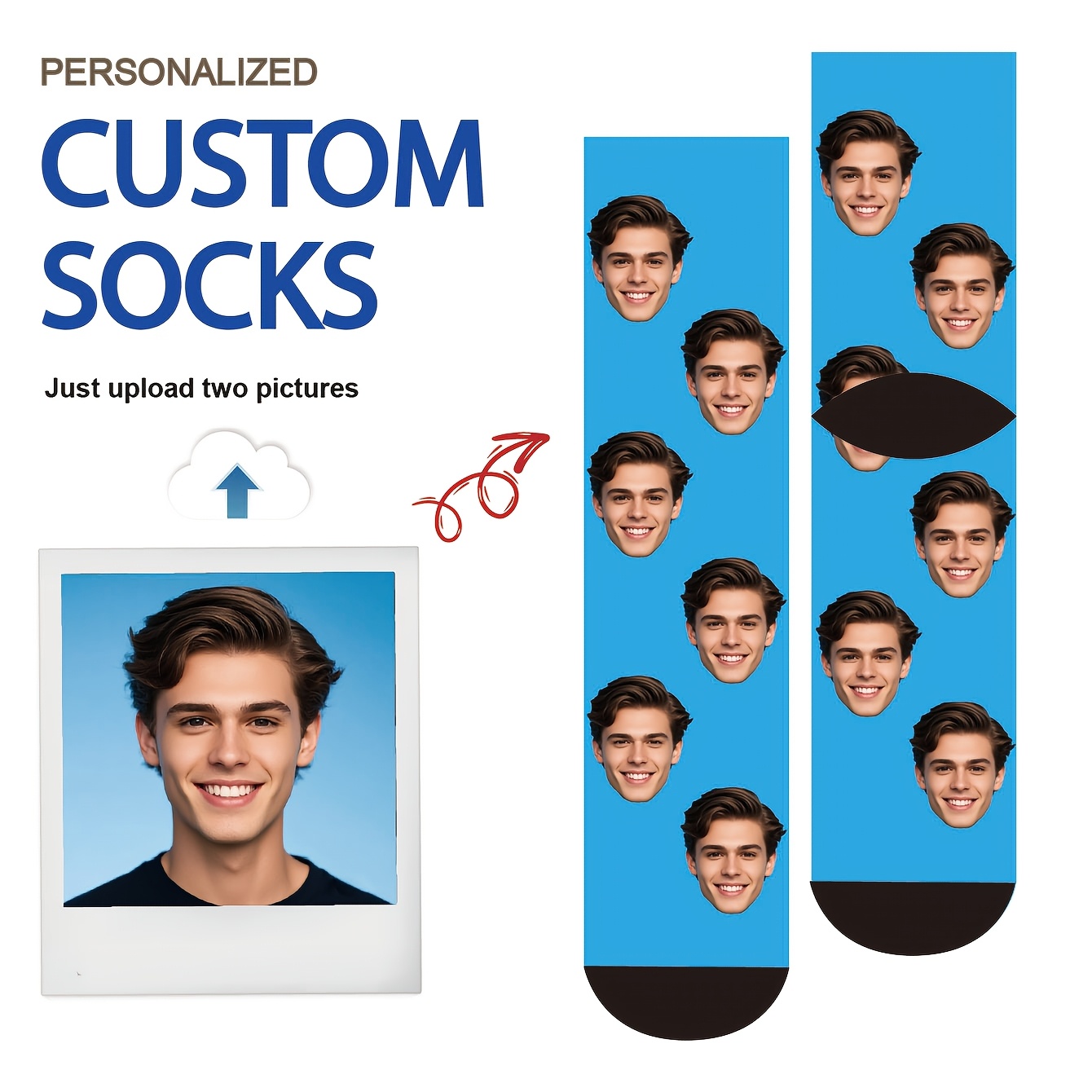 1 Pair Of Custom Socks, Personalized Matching Socks,featuring Stylish Designs With Photos,romantic Gift Socks,anniversary Gifts For Couples, Valentine's Day,wedding Party Socks,funny Matching Socks