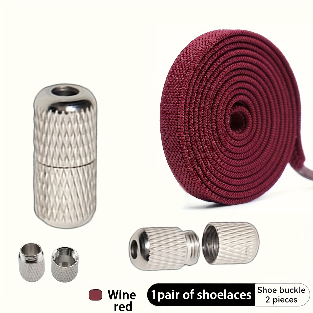 TEMU 1 paar schoenveters met elastische schoenveters zonder strikken, gemakkelijk aan en uit te trekken, met 2 metalen gespen - snelle en handige