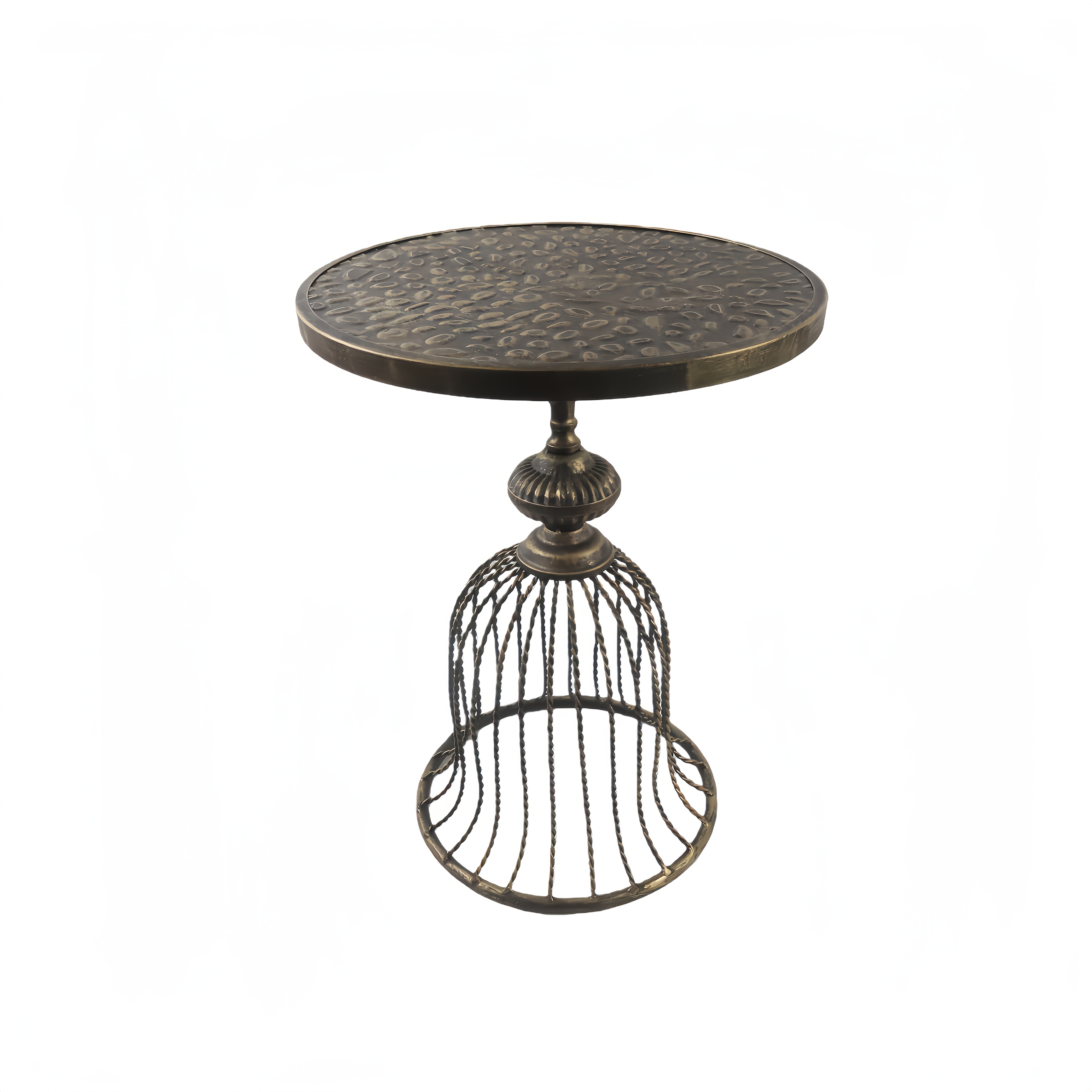 1pc Vintage Bronze & Suitable for Name/standardAttributeName Metals Sofa Side Table - Compact Round Coffee Table for Small Spaces, Balcony, Living Room, Bedside - Iron Top & Metal Base, No Assembly Required, 40cm/14.75in Width