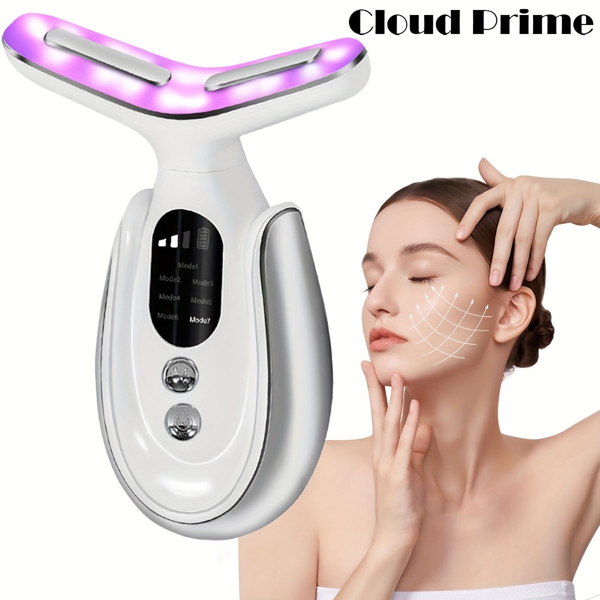 

Cloud Prime Neck Massager, Led, 7 Modes, Usb Rechargeable, No Formaldehyde, 4v-12v Voltage, 400mah Lithium Battery, Facial Care Tool For Beauty And Personal Care