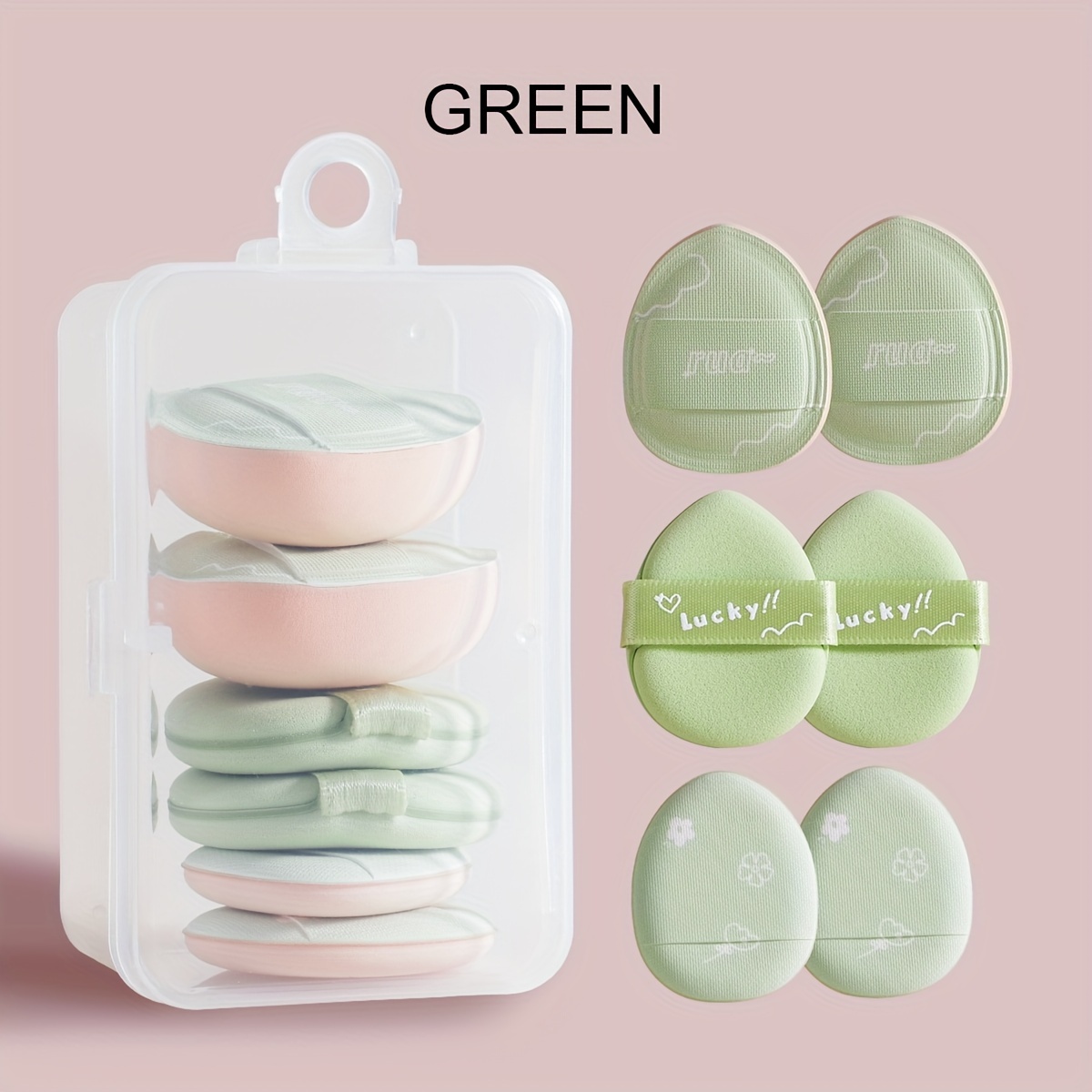 TEMU 6pcs Mini Finger Puff Set With Box, Marshmallow Concealer Air Cushion Puff, Dual-use Dry Wet Makeup Sponge Thickened Soft, For Under Eye, , Face