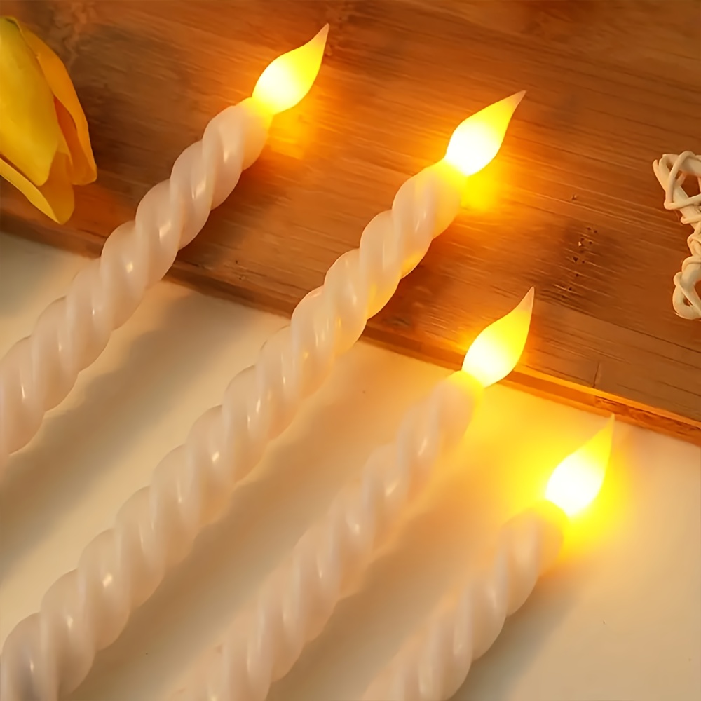 6pcs White LED Spiral Long Pole Electronic Flameless Candle Lights