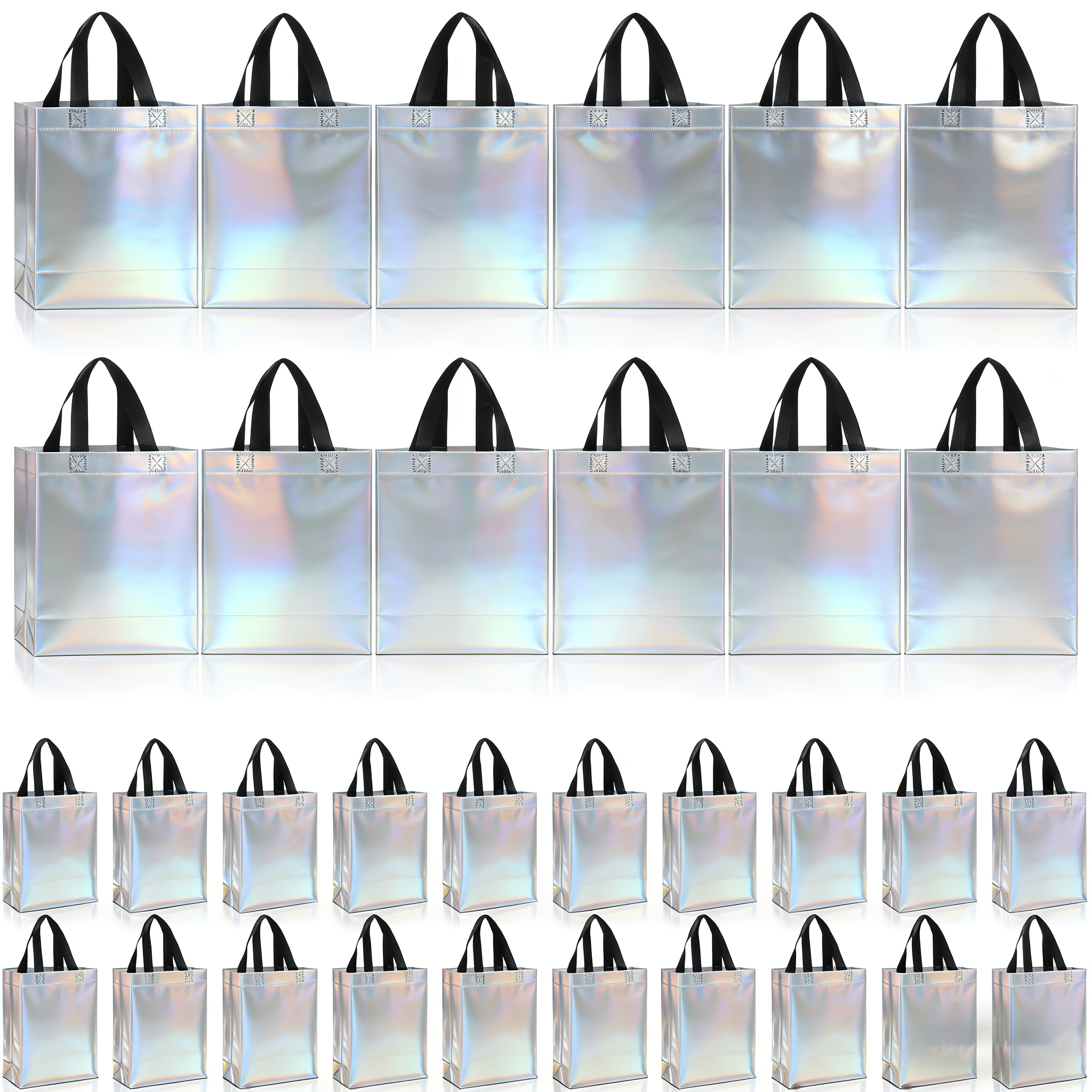 TEMU 24pcs Glossy Iridescent Gift Bags With Handles, 8x4x10 Inch Reusable Gift Bags For Party Favors, Birthday, Wedding, Bachelorette, For Party