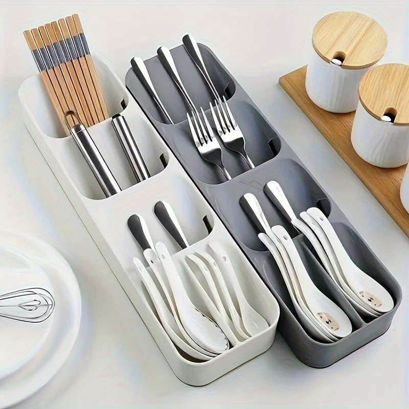 

1pc Multifunctional Knife And Fork Compartment Storage Box, Cutlery Spoon Box Knife And Fork Divider Organizer, Kitchen Drawer Storage Box Tray