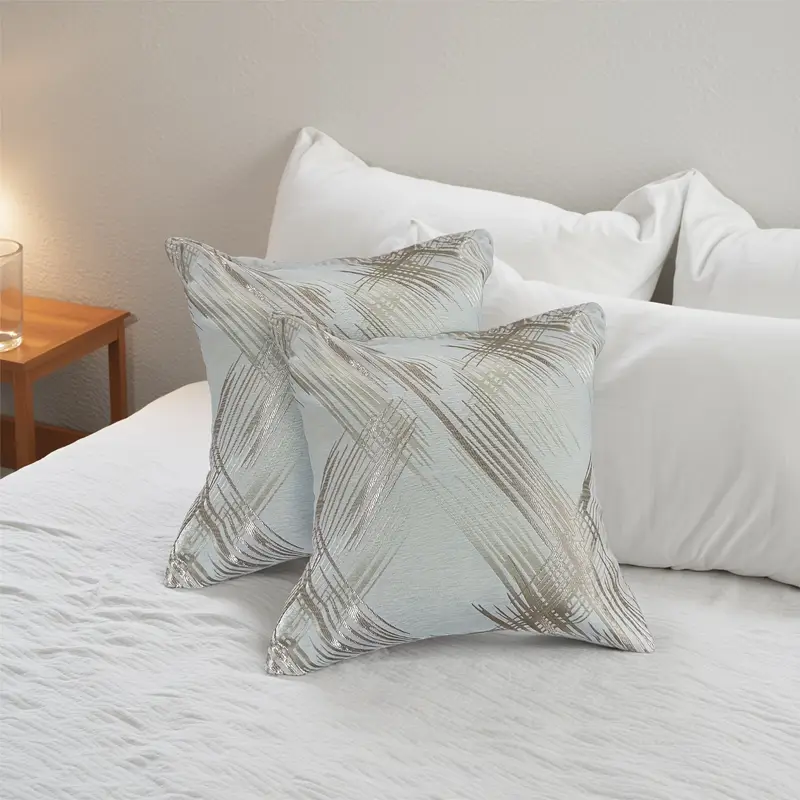set of 2 line pattern chenille yarn double sided throw pillowcase soft and comfortable square throw pillow cover cushion cover holiday gifts decorative for sofa bed 18 x 18 weight 0 95 Product details 3
