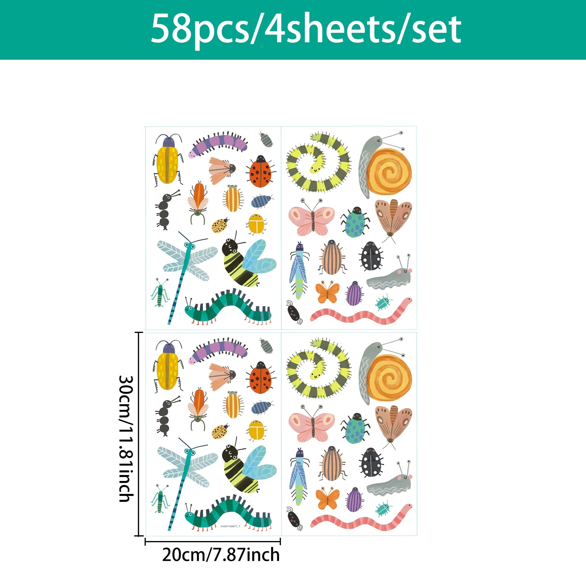 4 Sheets Per Set, 58pcs, Insect Wall Stickers, Dragonfly Snail Insect Stickers, Detachable Self-adhesive, Suitable For Living Room, Bedroom, Kitchen, Bathroom Scenes, Decorating And